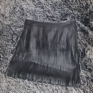 NWOT!! H&M Black Fringe Vegan Leather Skirt